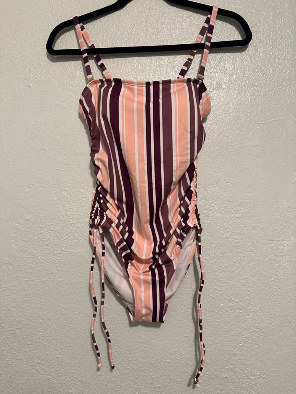 Kona Sol Striped One-Piece Swimsuit Size Small